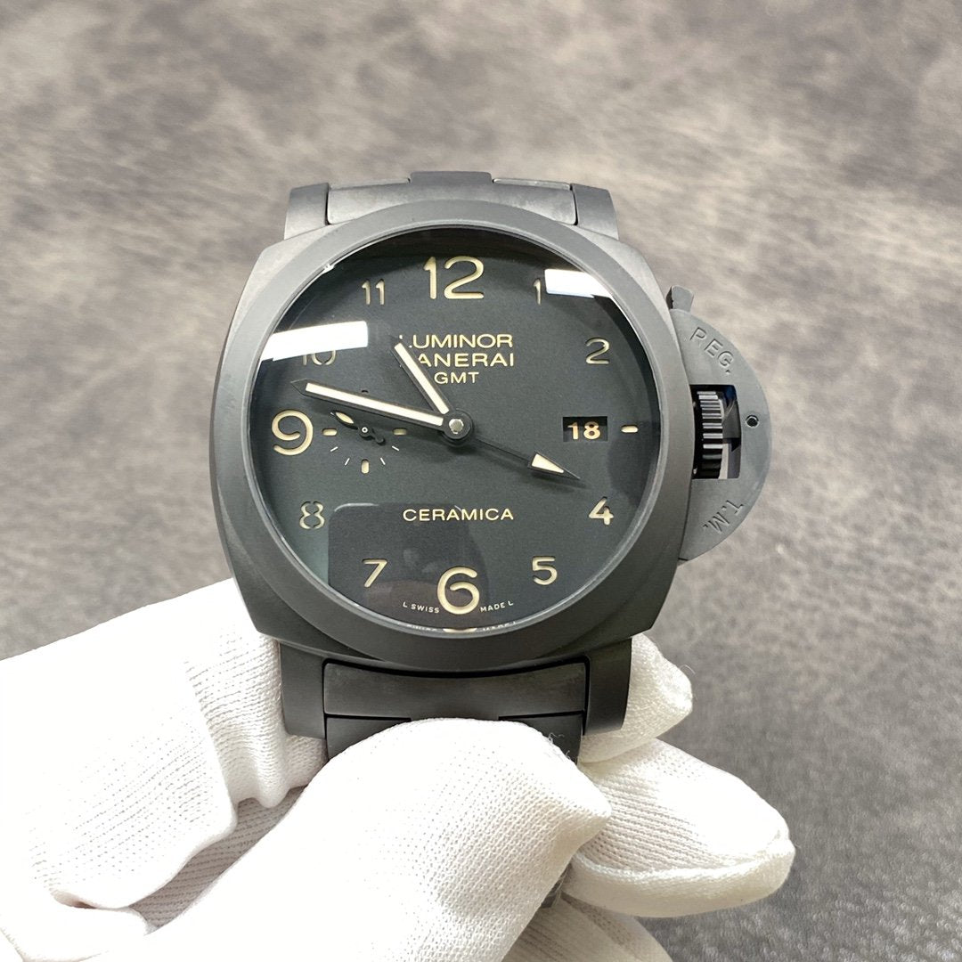 LUMINOR MARINA 1950 3 DAYS GMT CERAMICA BLACK DIAL