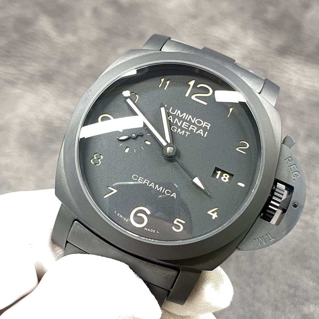 LUMINOR MARINA 1950 3 DAYS GMT CERAMICA BLACK DIAL