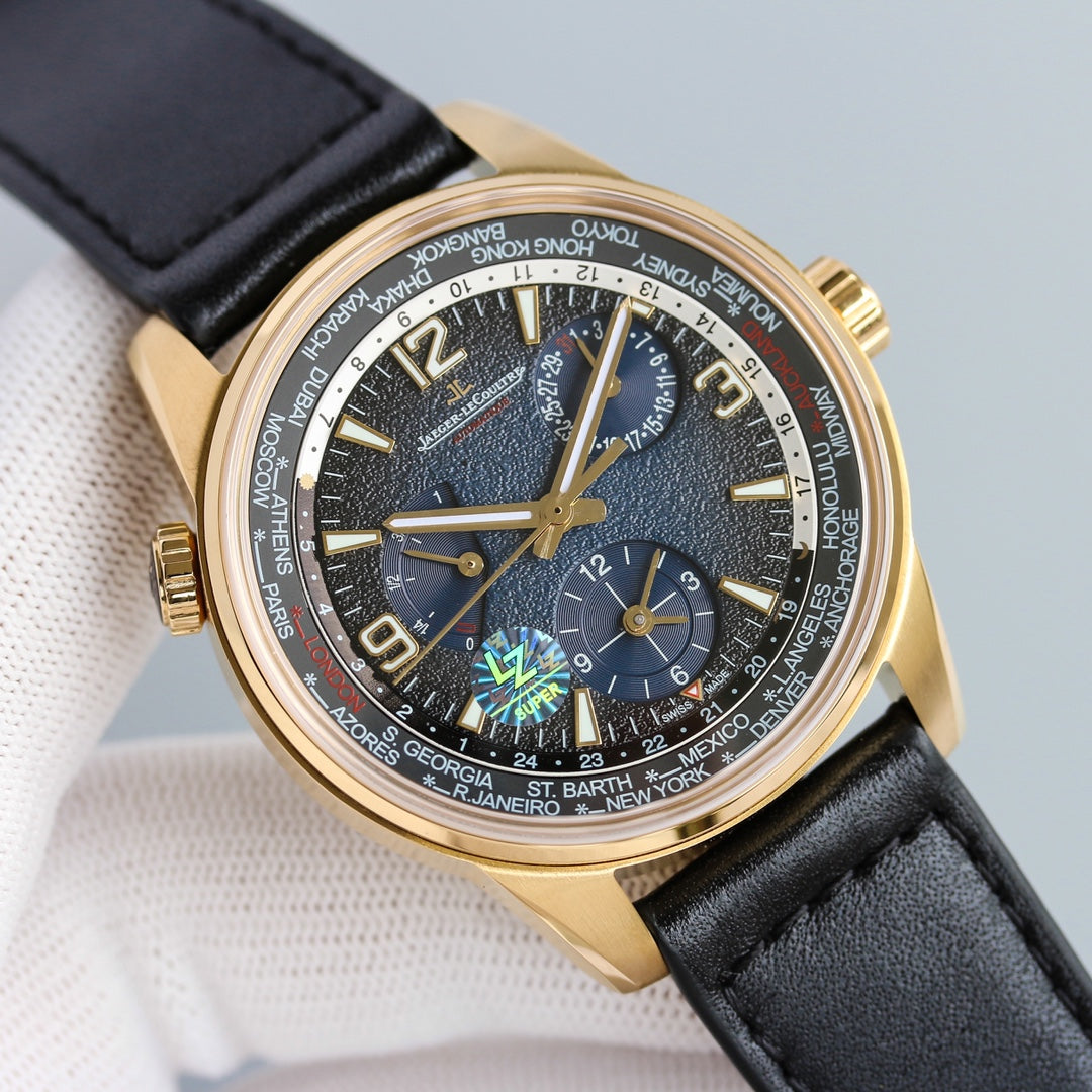 JAEGER POLARIS GEOGRAPHIC YELLOW GOLD CASE