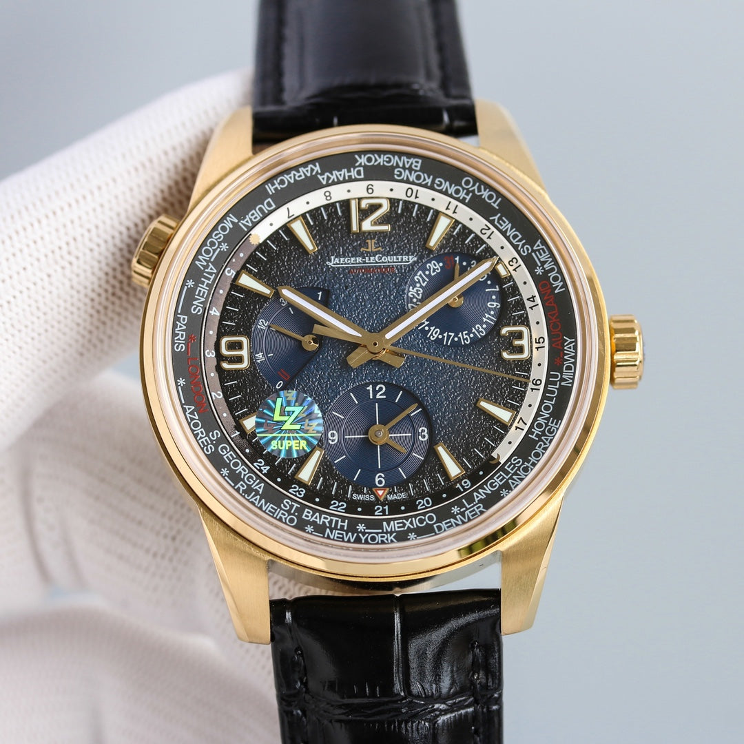 JAEGER POLARIS GEOGRAPHIC YELLOW GOLD CASE
