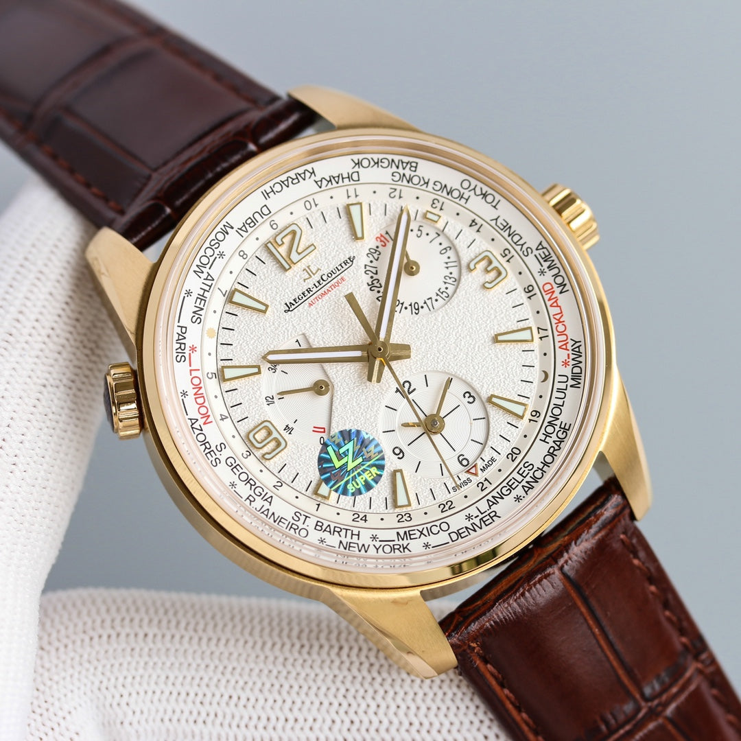 JAEGER POLARIS GEOGRAPHIC YELLOW GOLD CASE