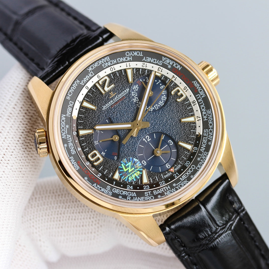 JAEGER POLARIS GEOGRAPHIC YELLOW GOLD CASE