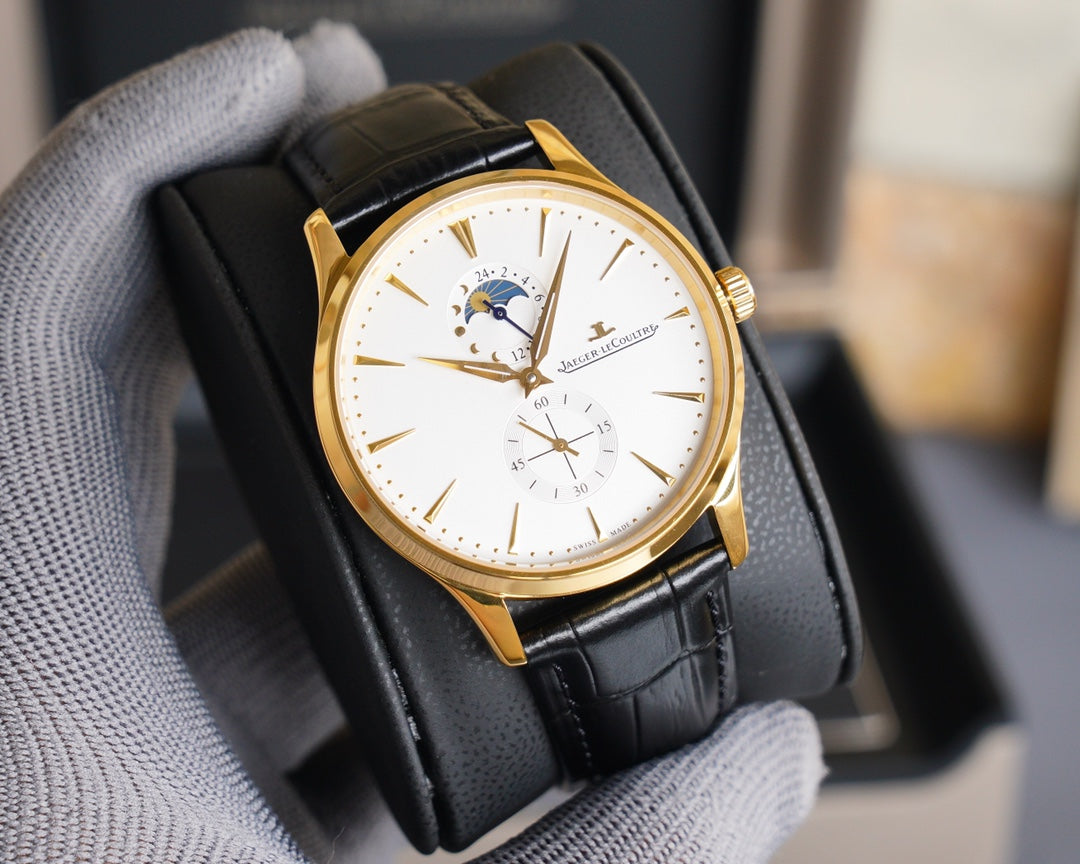 JAEGER MASTER HOMETIME GOLD CASE WHITE DIAL