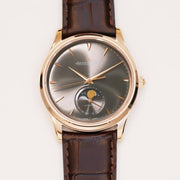 JAEGER MASTER ULTRA THIN MOONPHASE ROSE GOLD CASE GREY DIAL