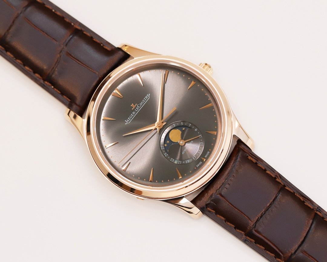 JAEGER MASTER ULTRA THIN MOONPHASE ROSE GOLD CASE GREY DIAL