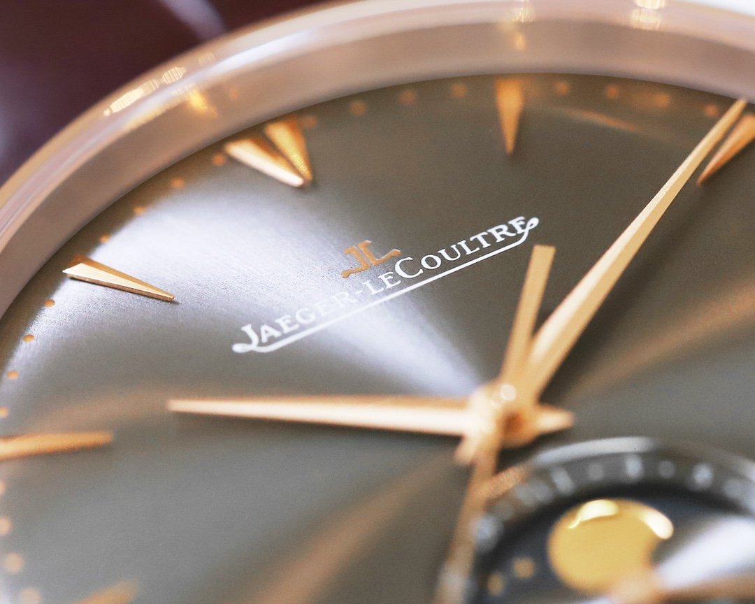 JAEGER MASTER ULTRA THIN MOONPHASE ROSE GOLD CASE GREY DIAL