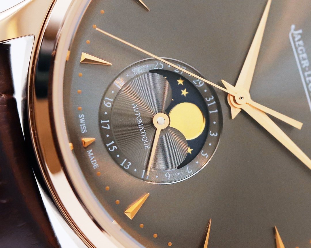 JAEGER MASTER ULTRA THIN MOONPHASE ROSE GOLD CASE GREY DIAL