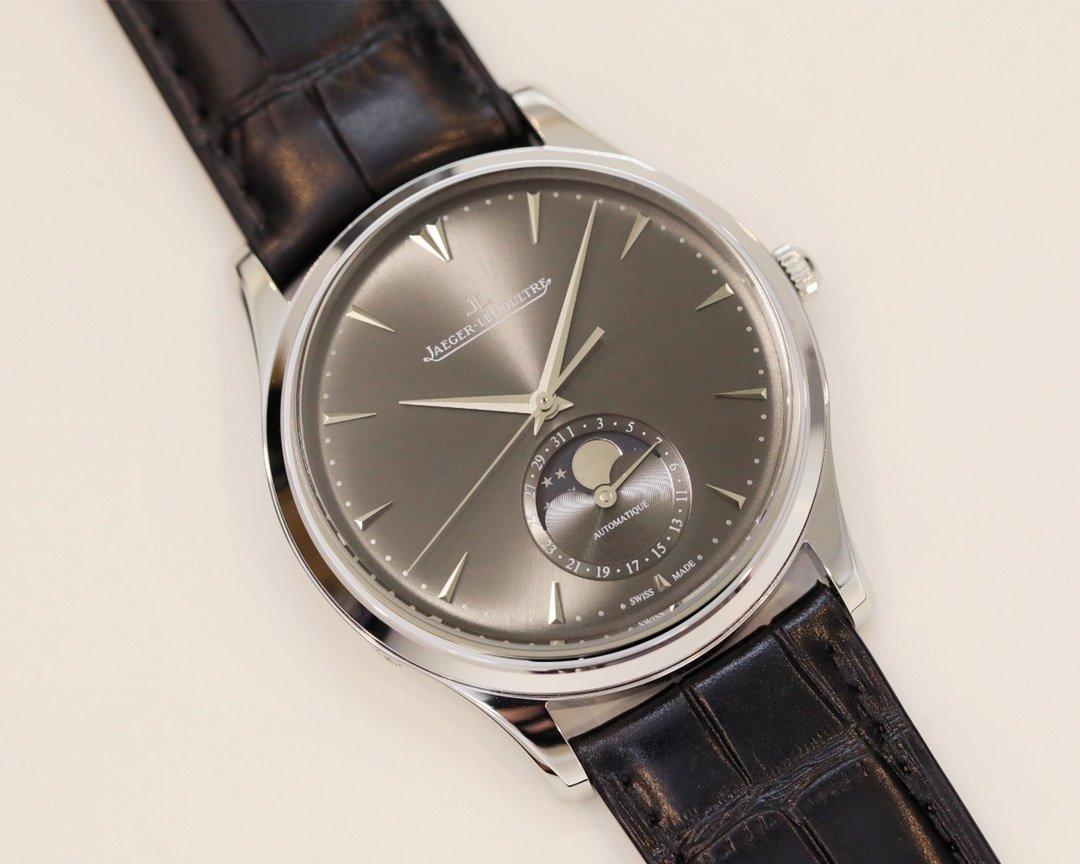 JAEGER MASTER ULTRA THIN MOONPHASE STEEL CASE GREY DIAL