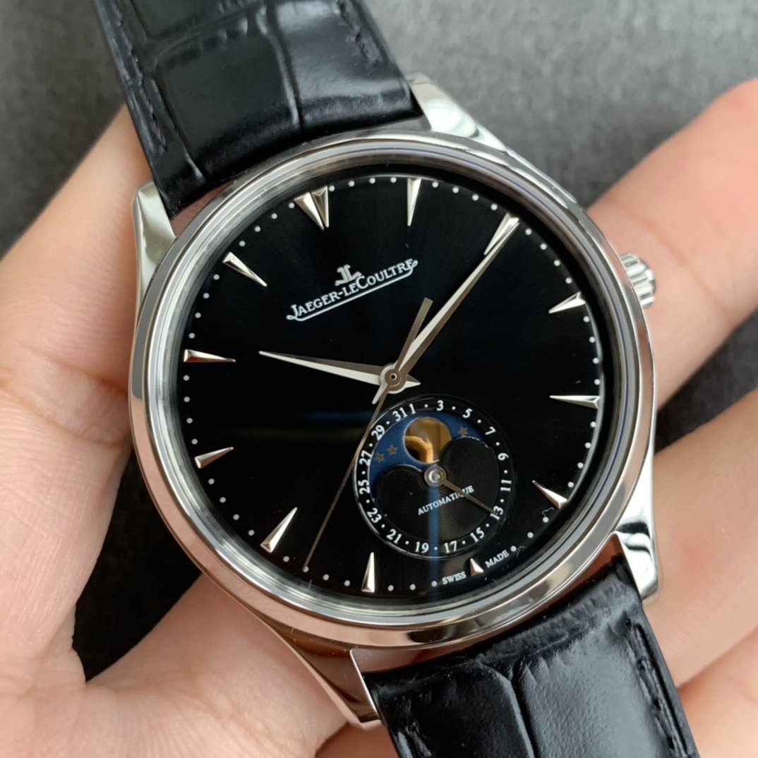 JAEGER MASTER ULTRA THIN MOONPHASE STEEL CASE BLACK DIAL