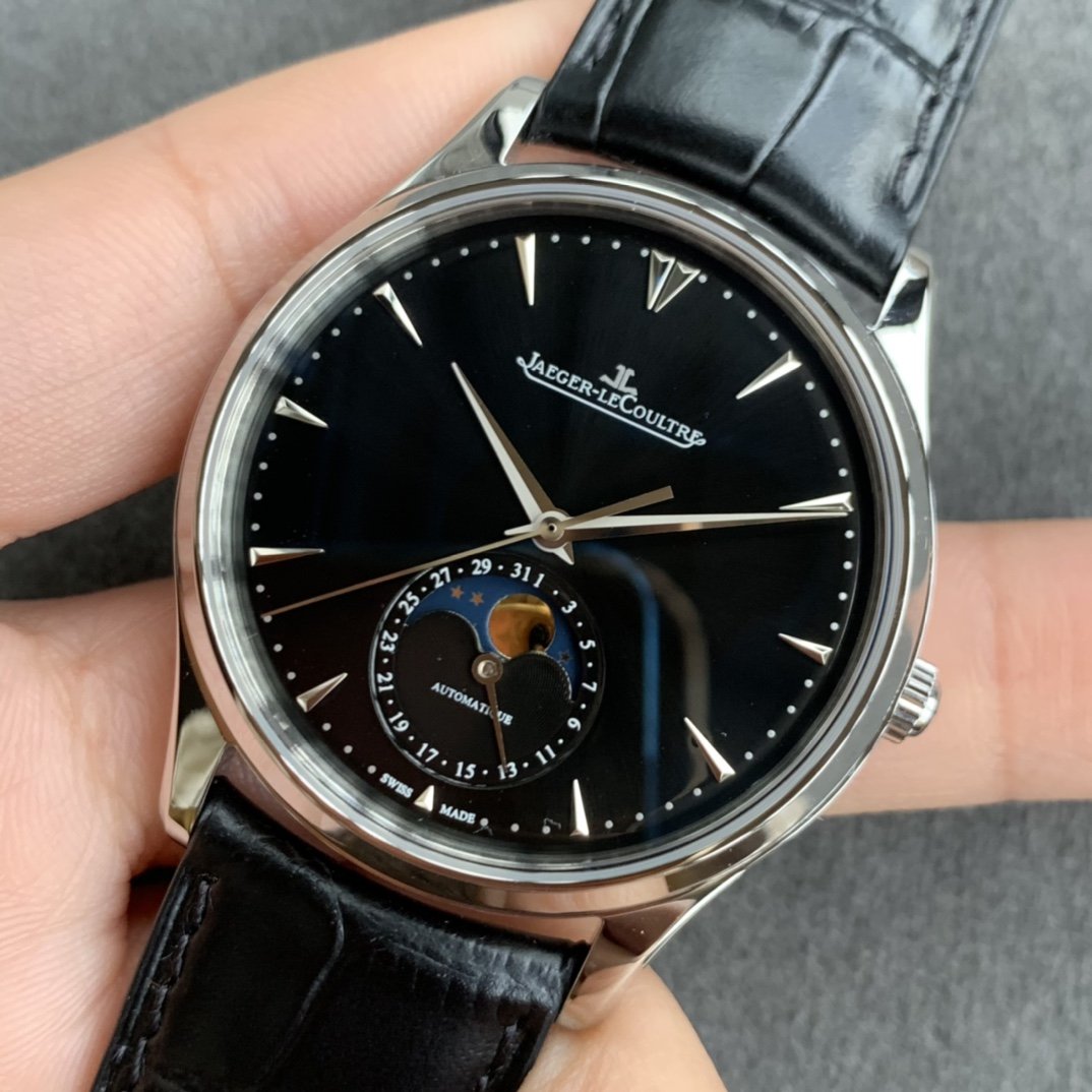 JAEGER MASTER ULTRA THIN MOONPHASE STEEL CASE BLACK DIAL