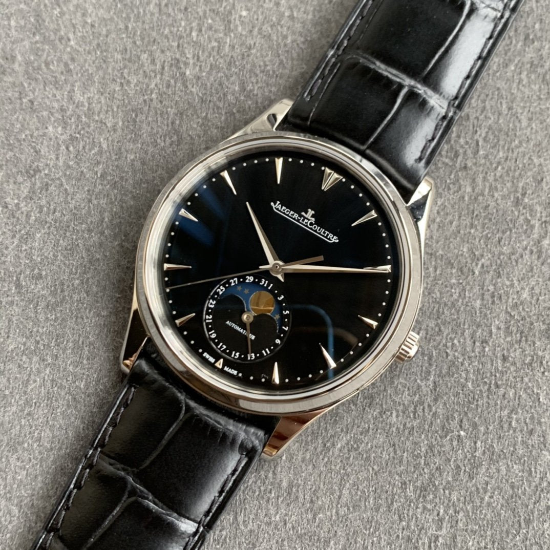 JAEGER MASTER ULTRA THIN MOONPHASE STEEL CASE BLACK DIAL