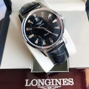 CONQUEST STEEL CASE BLACK DIAL GOLD NUMERALS