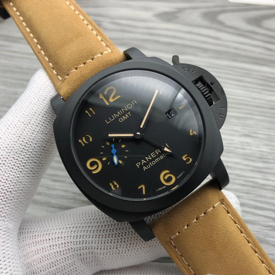 LUMINOR 1950 3 DAYS GMT CERAMIC 44MM BROWN LEATHER