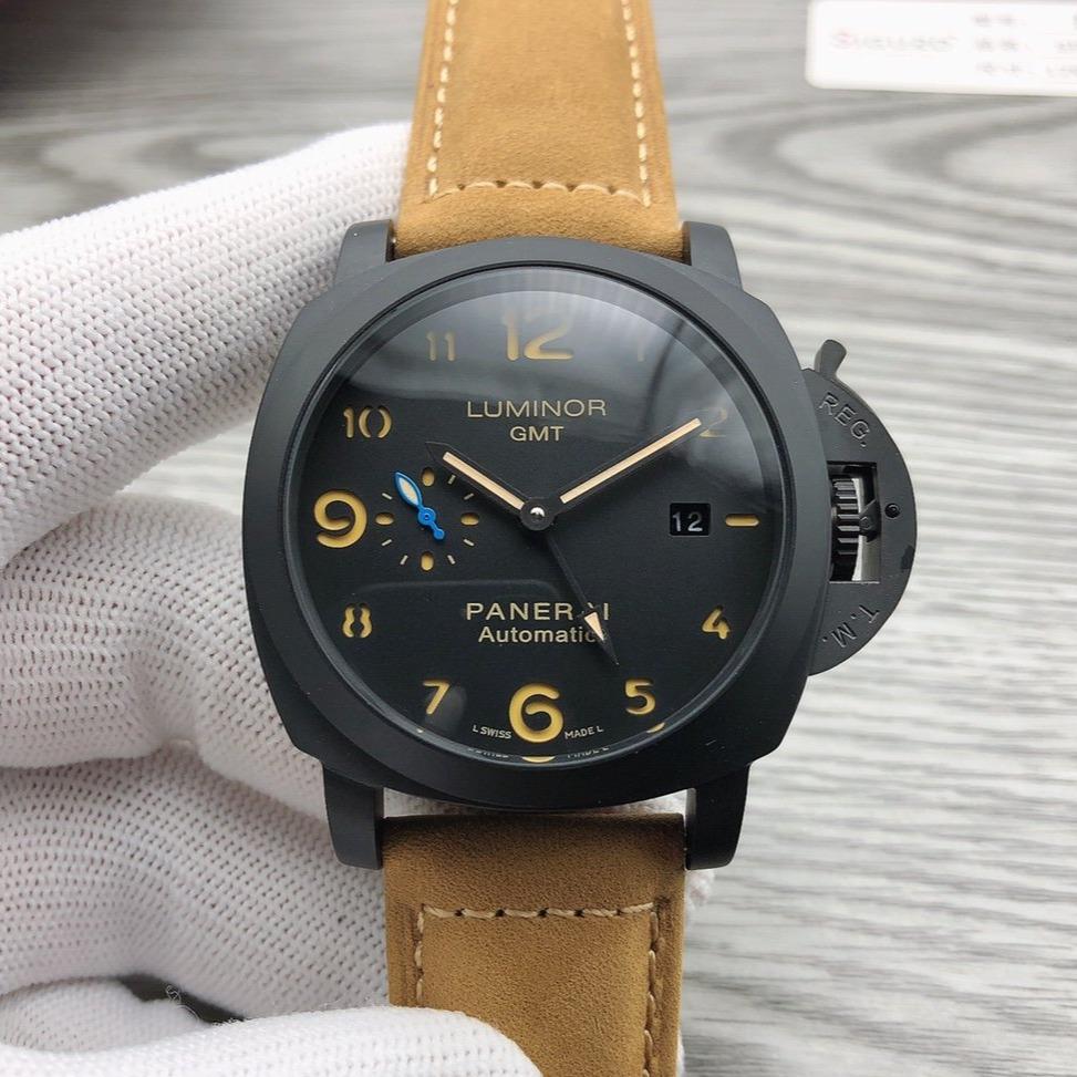 LUMINOR 1950 3 DAYS GMT CERAMIC 44MM BROWN LEATHER