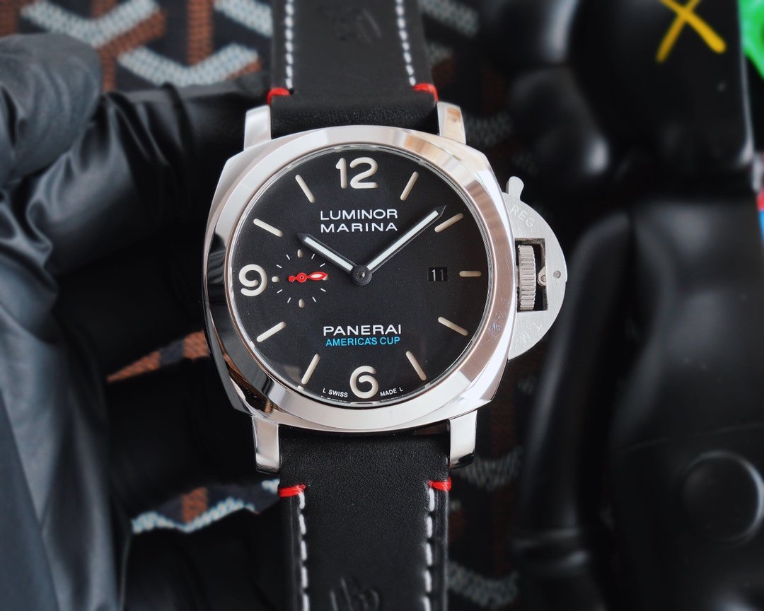 LUMINOR MARINA 47MM STEEL CASE BLACK DIAL AMERICA'S CUP