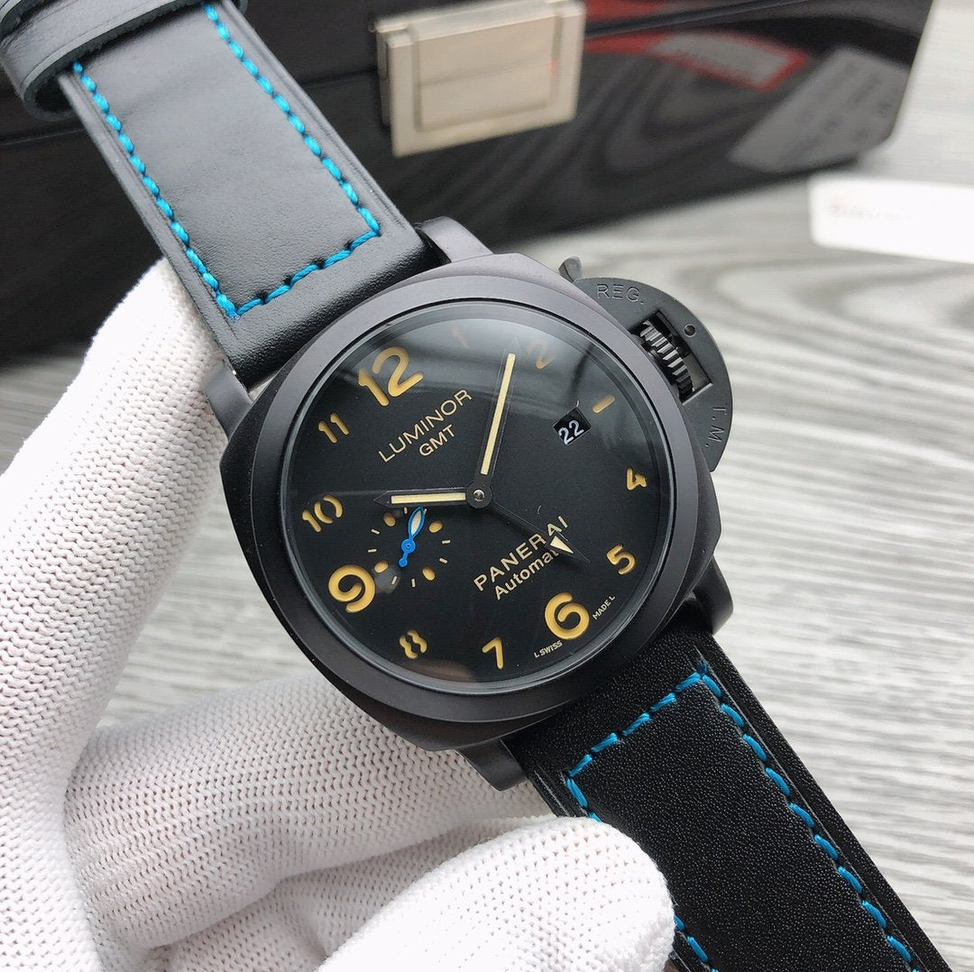 LUMINOR GMT 44MM CARBON AUTOMATIC BLACK LEATHER