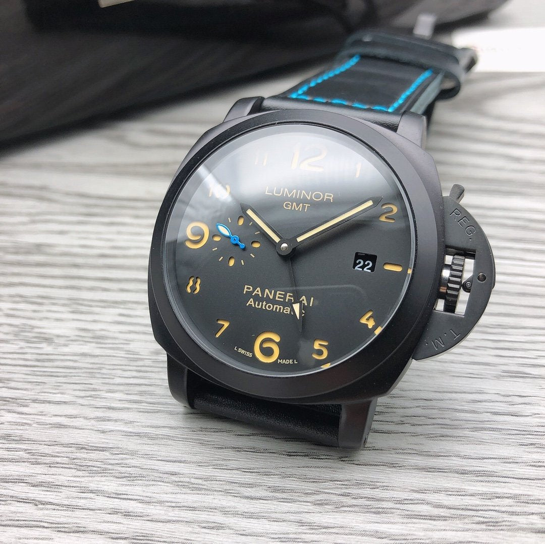 LUMINOR GMT 44MM CARBON AUTOMATIC BLACK LEATHER