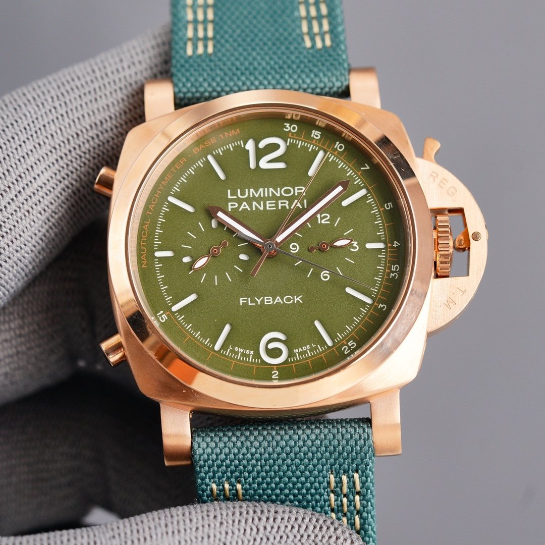 LUMINOR 1950 FLYBACK 44 ROSE GOLD KHAKI DIAL