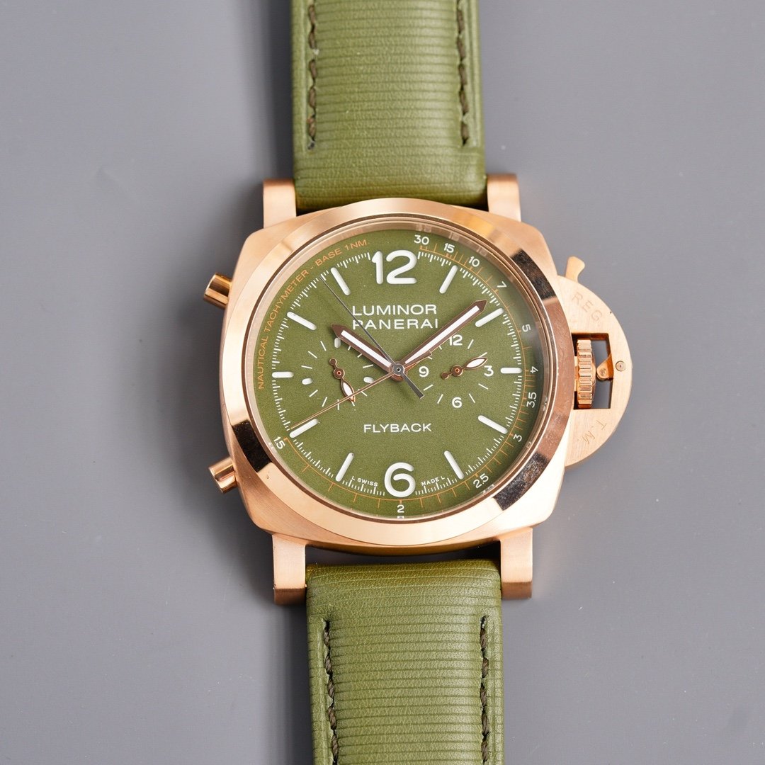 LUMINOR 1950 FLYBACK 44 ROSE GOLD KHAKI DIAL