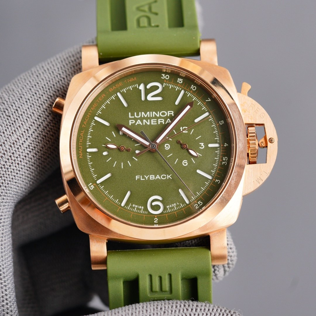 LUMINOR 1950 FLYBACK 44 ROSE GOLD KHAKI DIAL