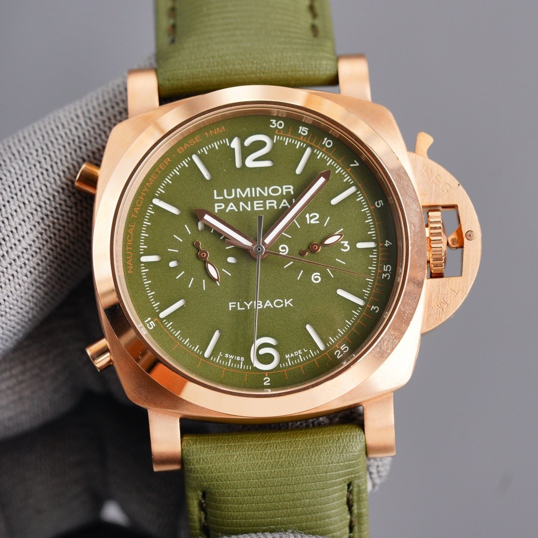 LUMINOR 1950 FLYBACK 44 ROSE GOLD KHAKI DIAL
