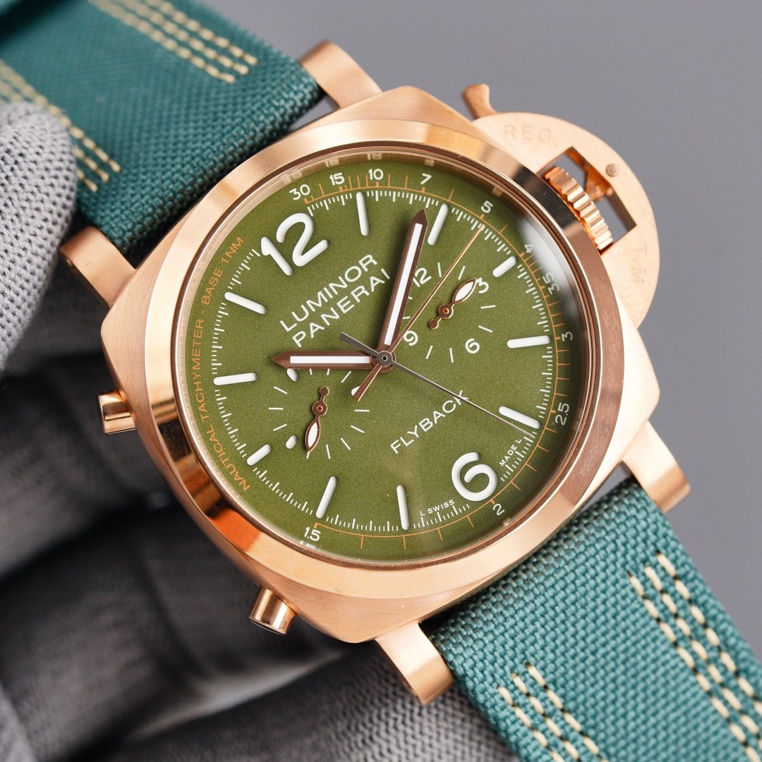 LUMINOR 1950 FLYBACK 44 ROSE GOLD KHAKI DIAL