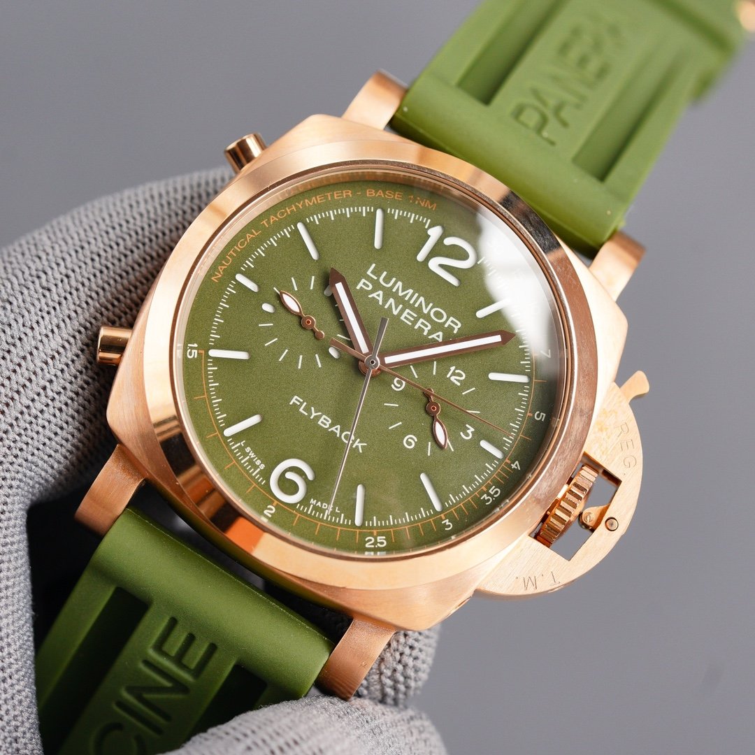 LUMINOR 1950 FLYBACK 44 ROSE GOLD KHAKI DIAL