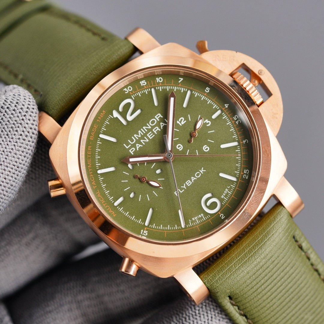 LUMINOR 1950 FLYBACK 44 ROSE GOLD KHAKI DIAL