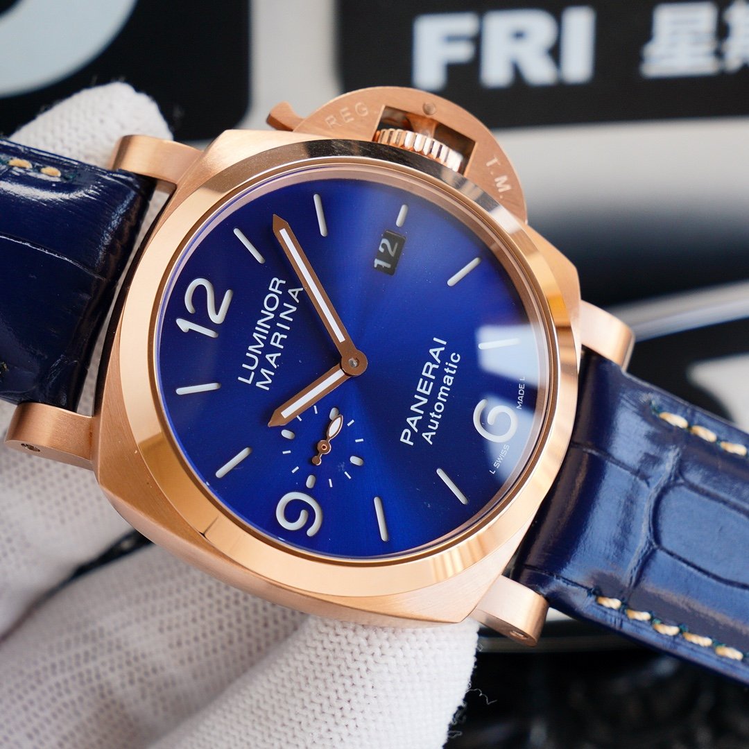 LUMINOR MARINA 44MM ROSE GOLD CASE BLUE DIAL