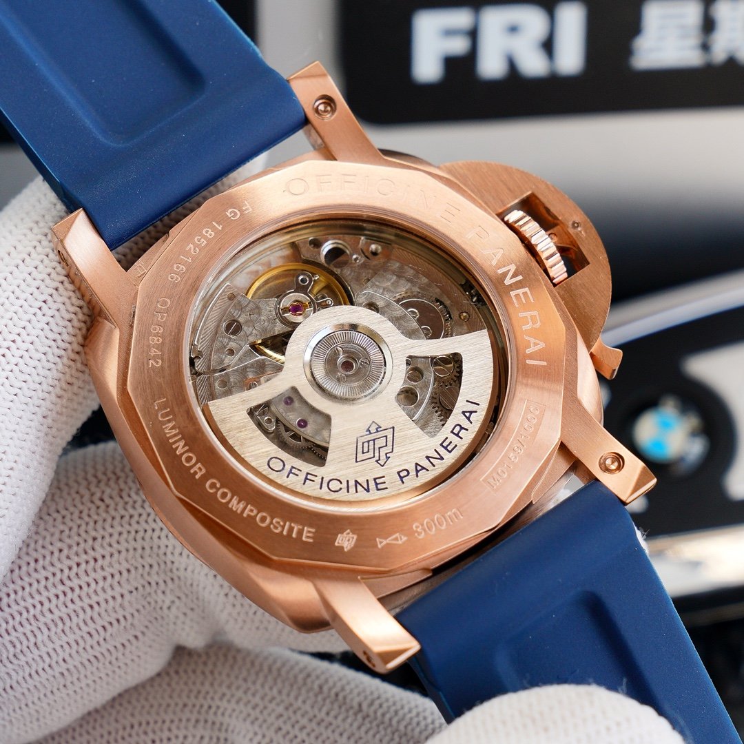 LUMINOR MARINA 44MM ROSE GOLD CASE BLUE DIAL
