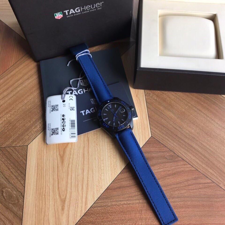 AQUARACER CALIBRE 5 41MM BLACK CASE BLUE STRAP