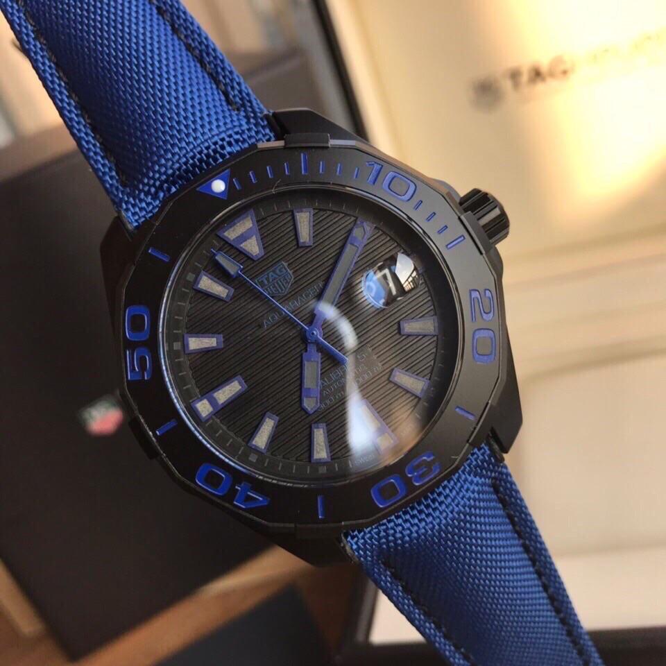 AQUARACER CALIBRE 5 41MM BLACK CASE BLUE STRAP