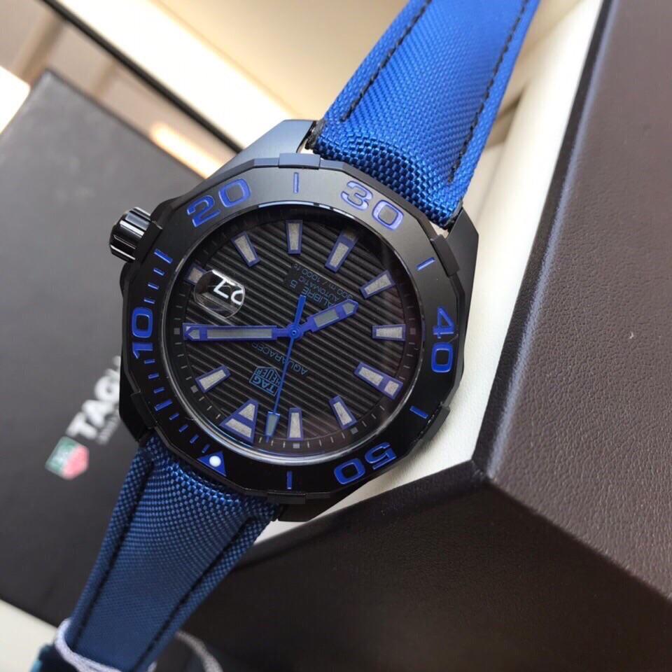 AQUARACER CALIBRE 5 41MM BLACK CASE BLUE STRAP