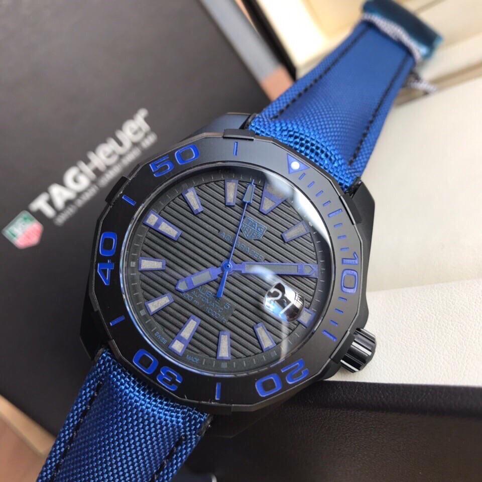 AQUARACER CALIBRE 5 41MM BLACK CASE BLUE STRAP