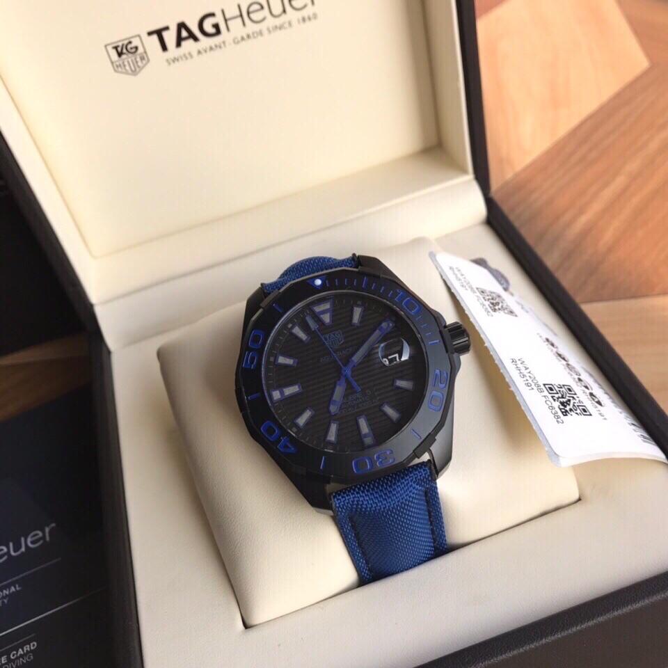 AQUARACER CALIBRE 5 41MM BLACK CASE BLUE STRAP