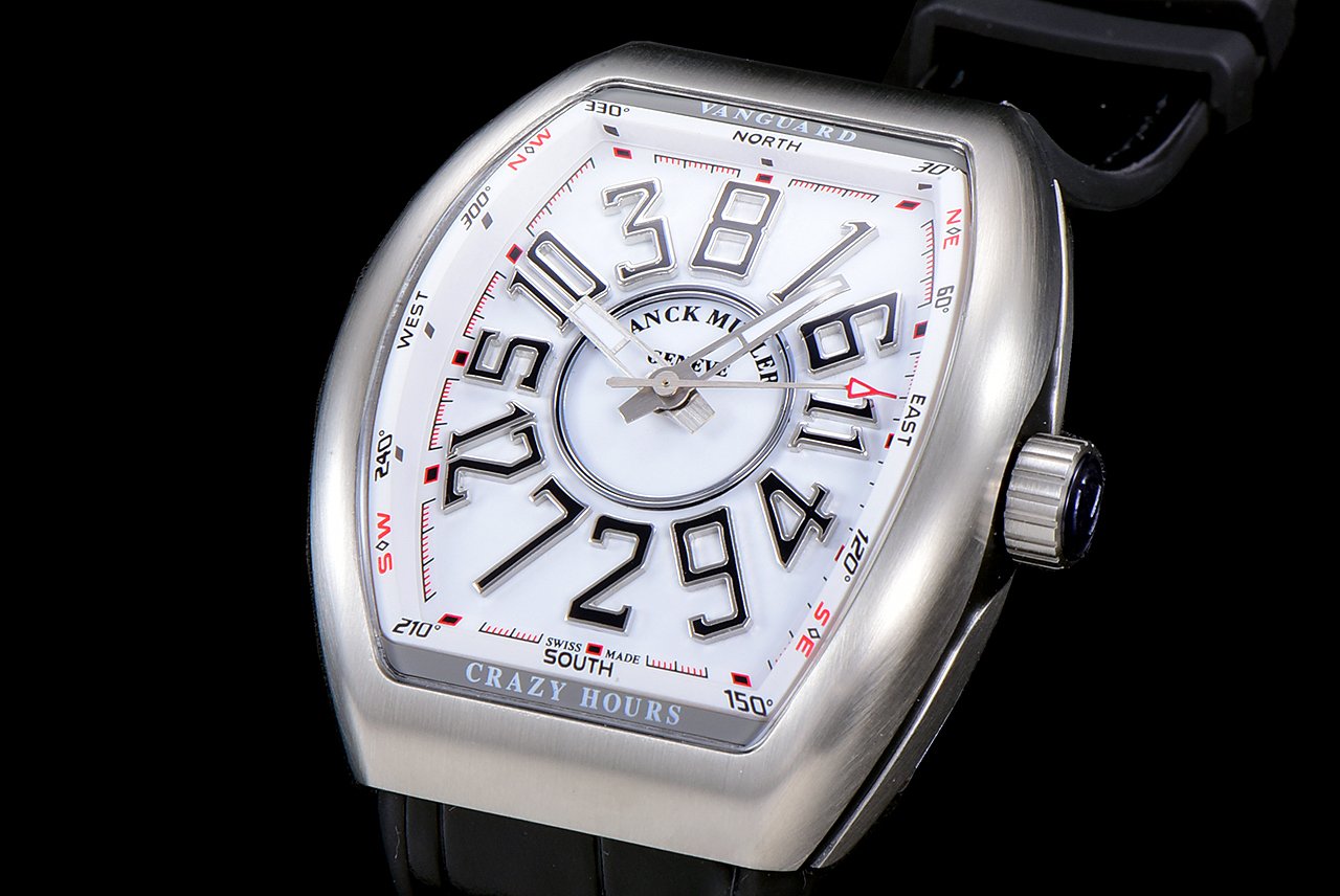 FRANCK VANGUARD CRAZY HOURS STEEL CASE WHITE DIAL
