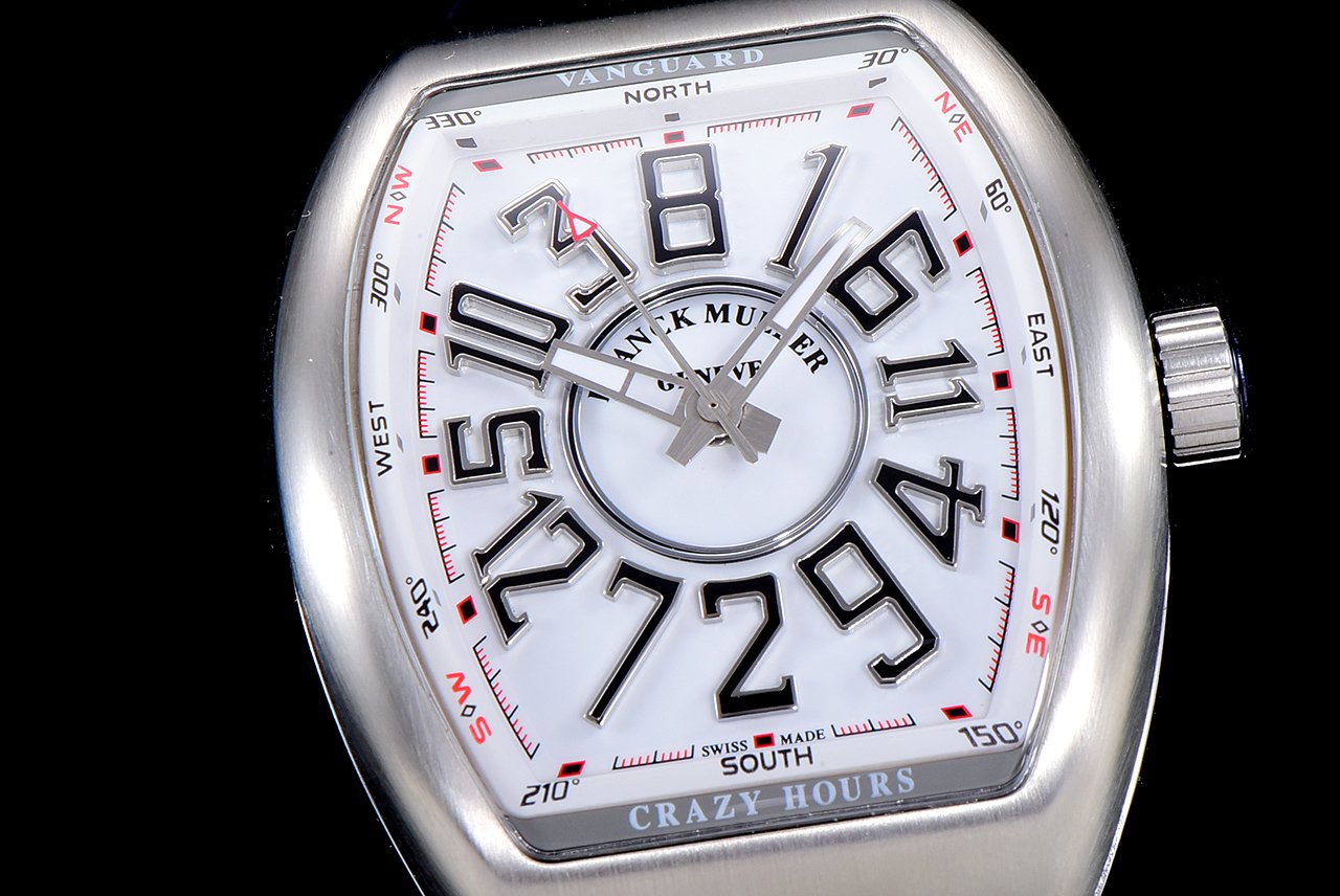 FRANCK VANGUARD CRAZY HOURS STEEL CASE WHITE DIAL