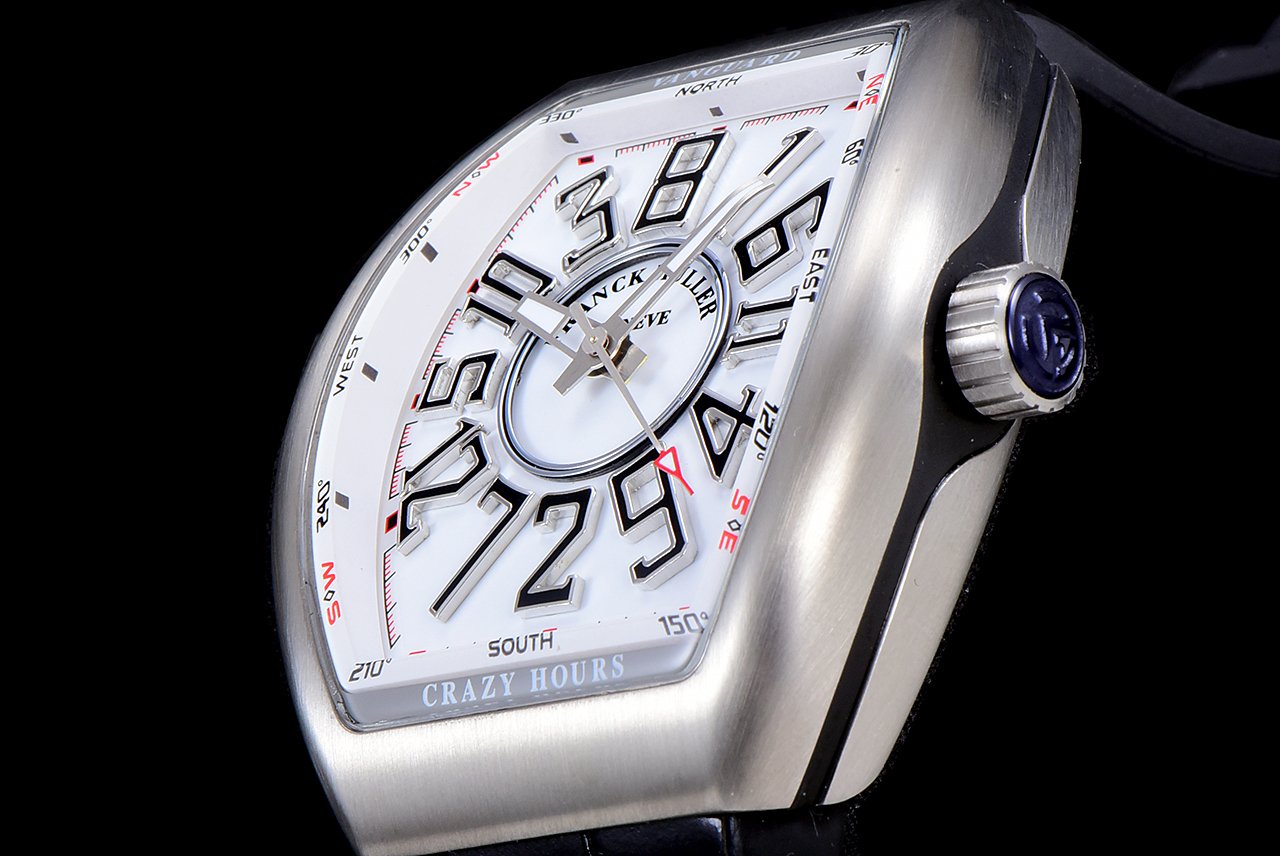 FRANCK VANGUARD CRAZY HOURS STEEL CASE WHITE DIAL