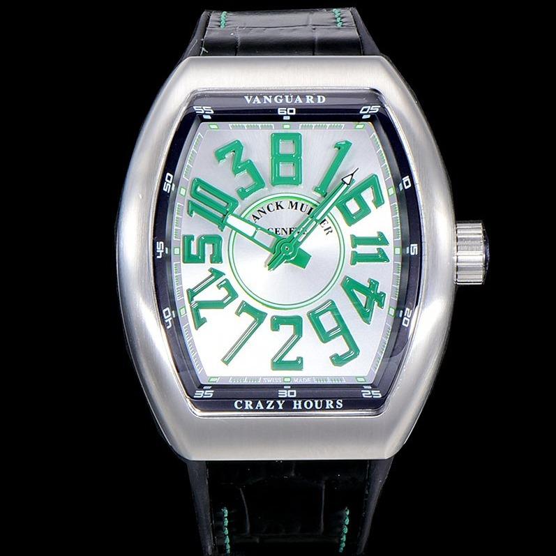 FRANCK VANGUARD CRAZY HOURS STEEL CASE GREEN NUMERALS