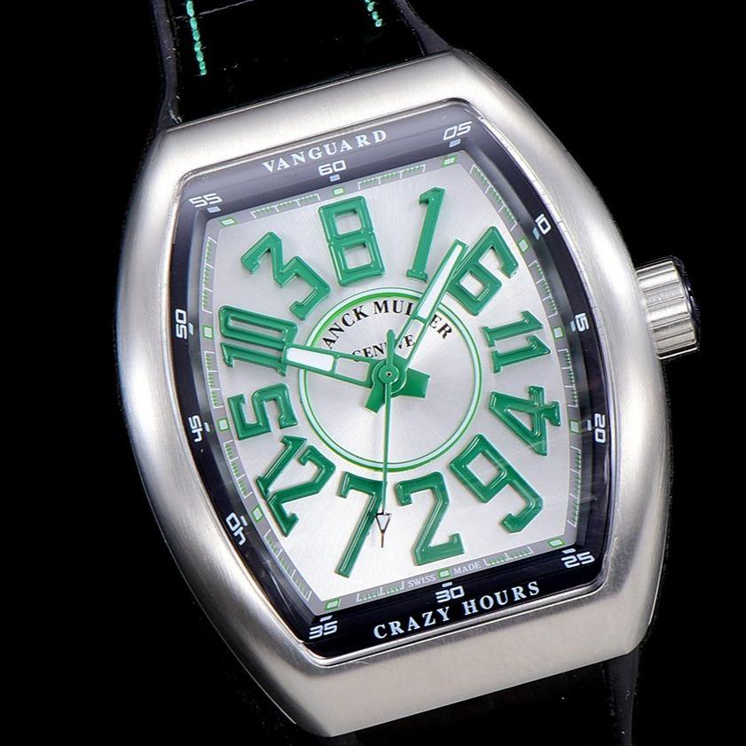 FRANCK VANGUARD CRAZY HOURS STEEL CASE GREEN NUMERALS