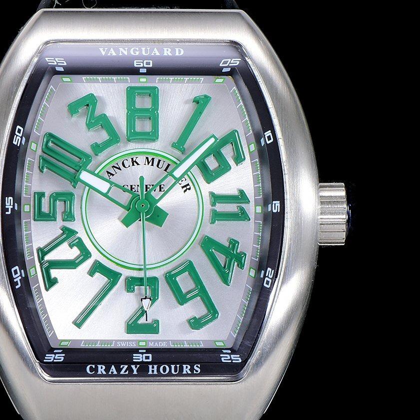 FRANCK VANGUARD CRAZY HOURS STEEL CASE GREEN NUMERALS