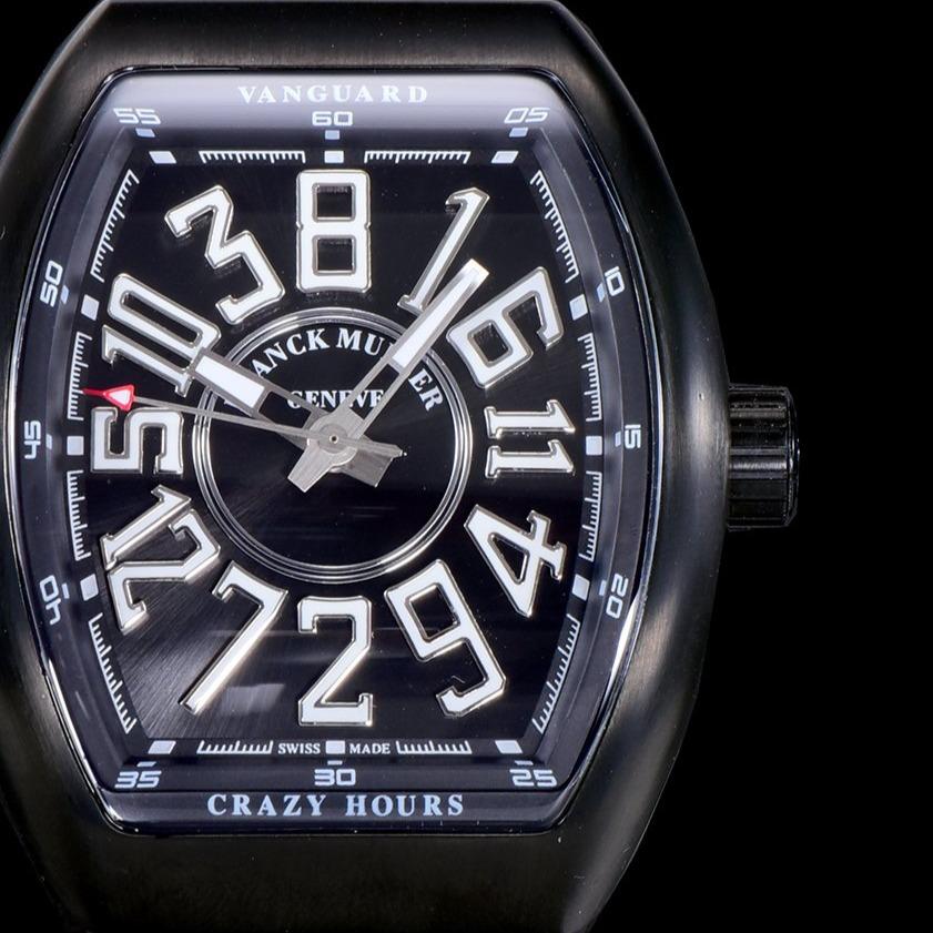 FRANCK VANGUARD CRAZY HOURS BLACK CASE WHITE NUMERALS