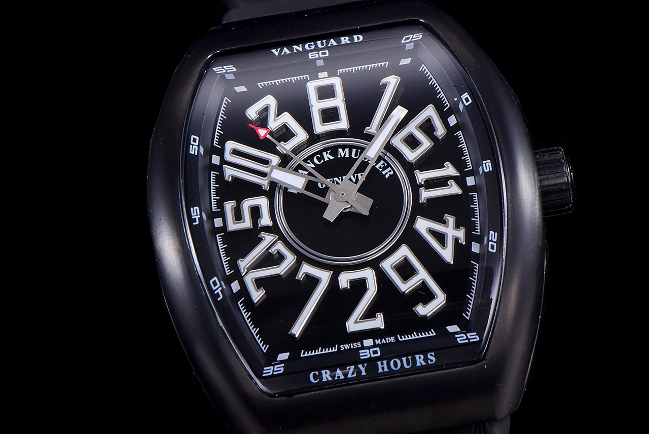 FRANCK VANGUARD CRAZY HOURS BLACK CASE WHITE NUMERALS