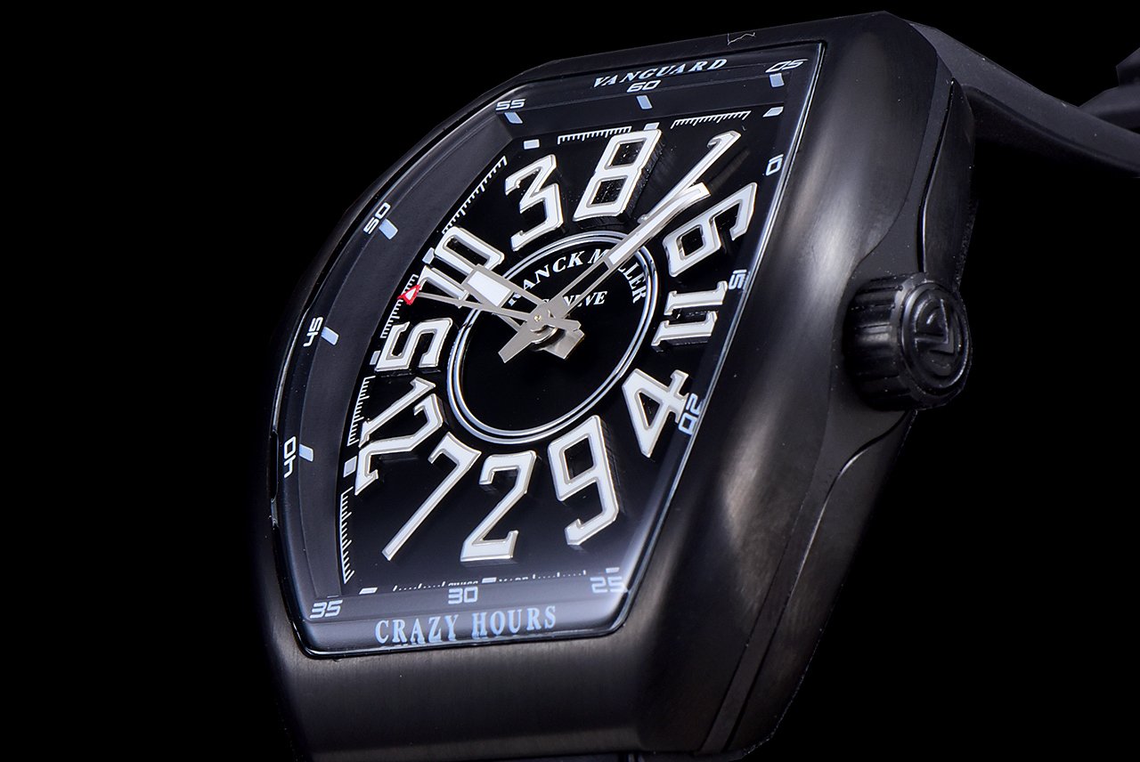 FRANCK VANGUARD CRAZY HOURS BLACK CASE WHITE NUMERALS