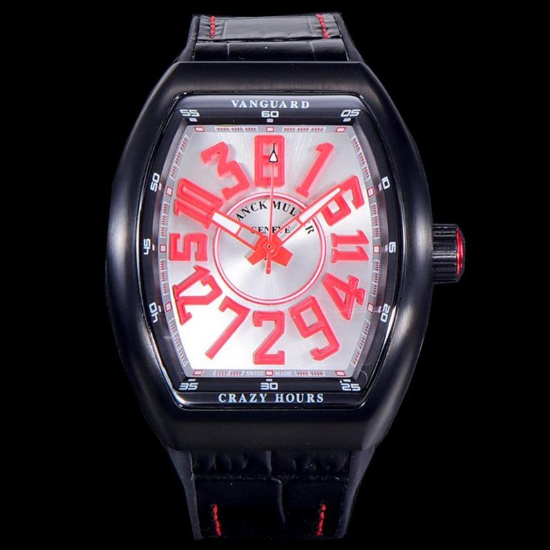 FRANCK VANGUARD CRAZY HOURS BLACK CASE RED NUMERALS