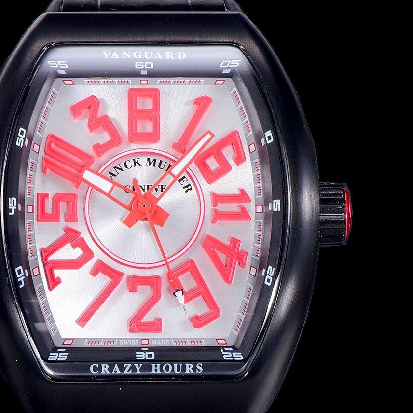 FRANCK VANGUARD CRAZY HOURS BLACK CASE RED NUMERALS