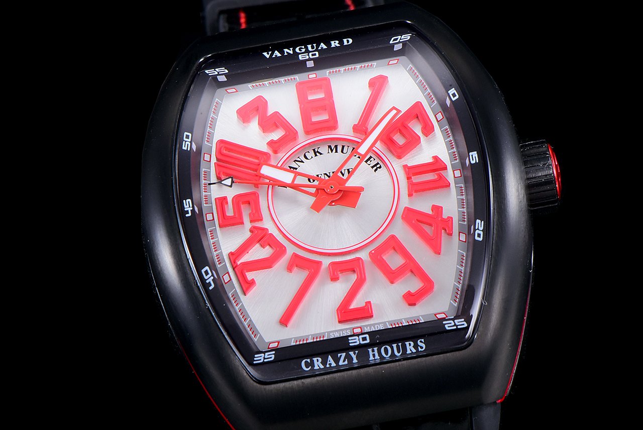 FRANCK VANGUARD CRAZY HOURS BLACK CASE RED NUMERALS