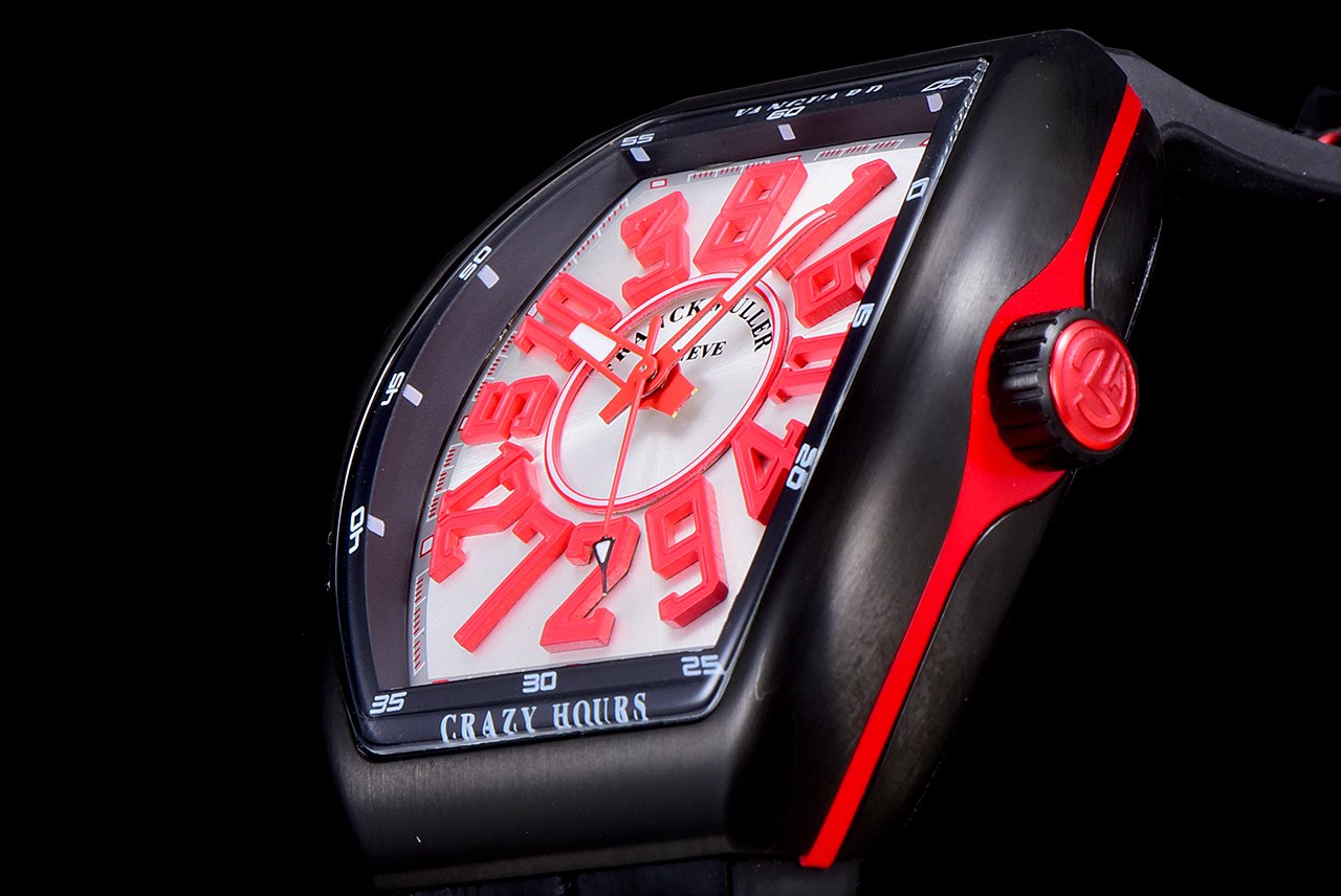 FRANCK VANGUARD CRAZY HOURS BLACK CASE RED NUMERALS