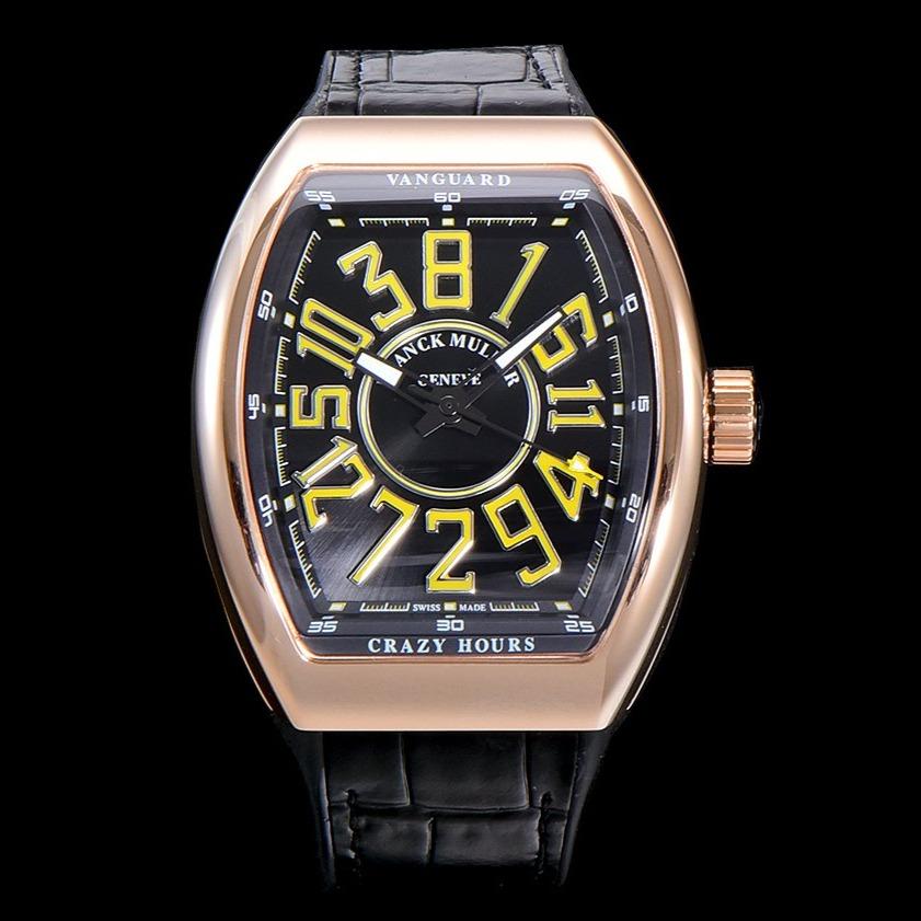 FRANCK VANGUARD CRAZY HOURS ROSE GOLD CASE YELLOW NUMERALS
