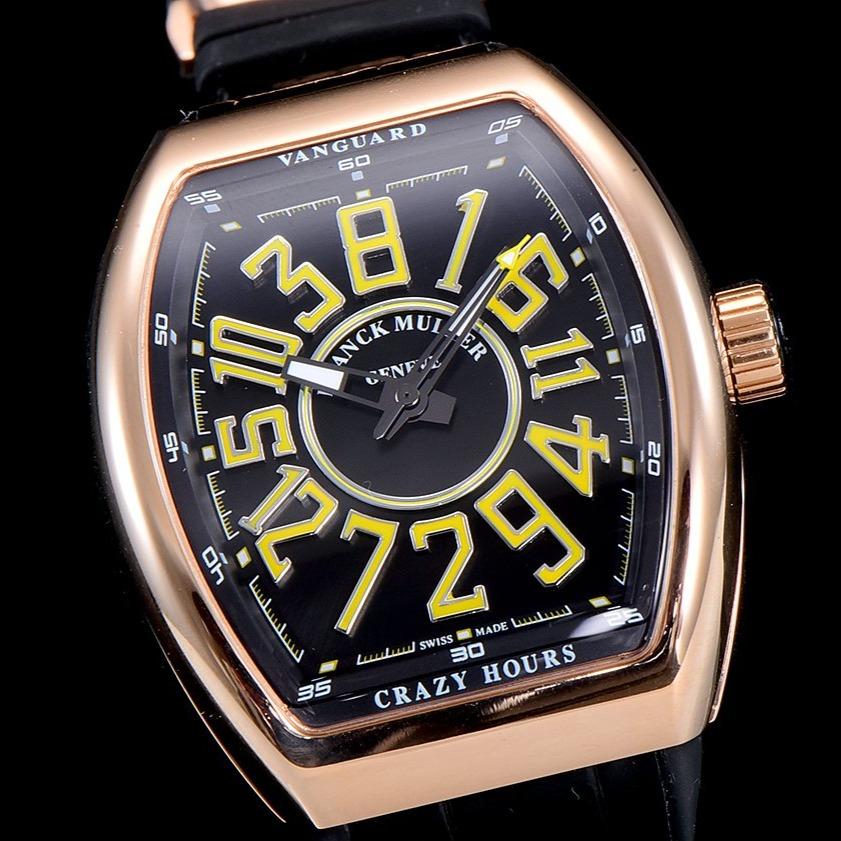 FRANCK VANGUARD CRAZY HOURS ROSE GOLD CASE YELLOW NUMERALS